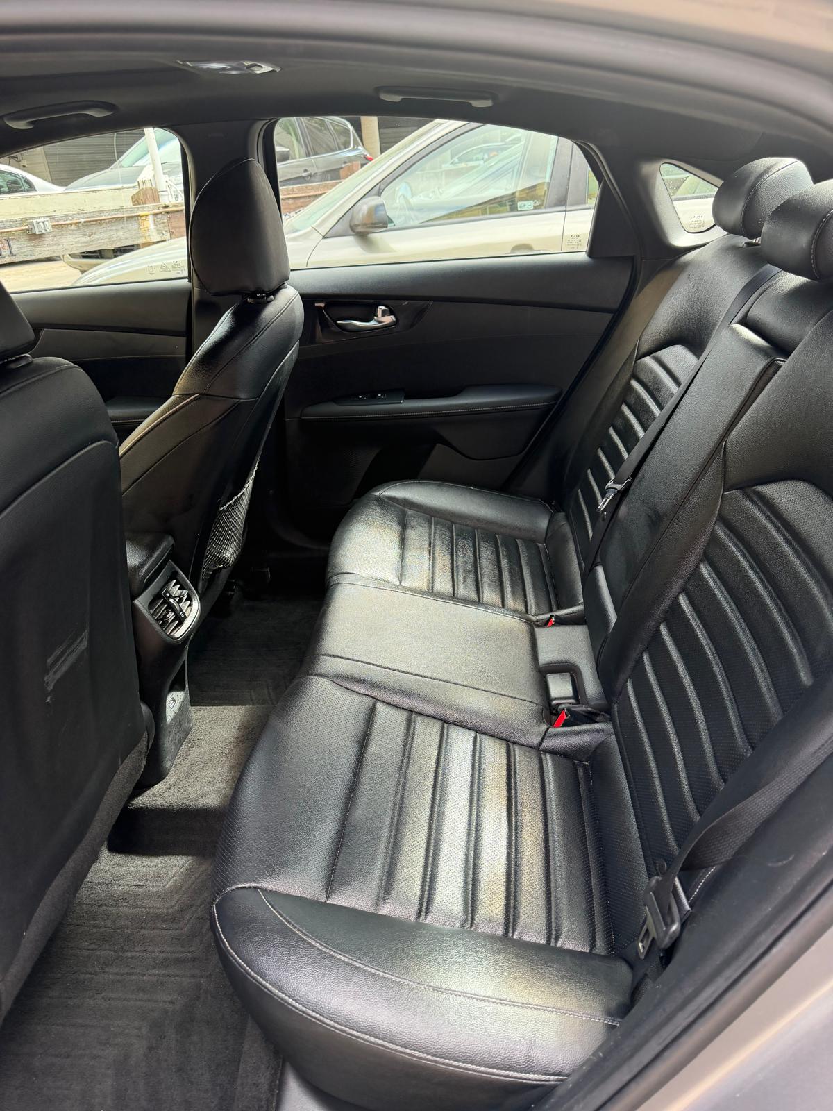 Black leather rear seats after detailing